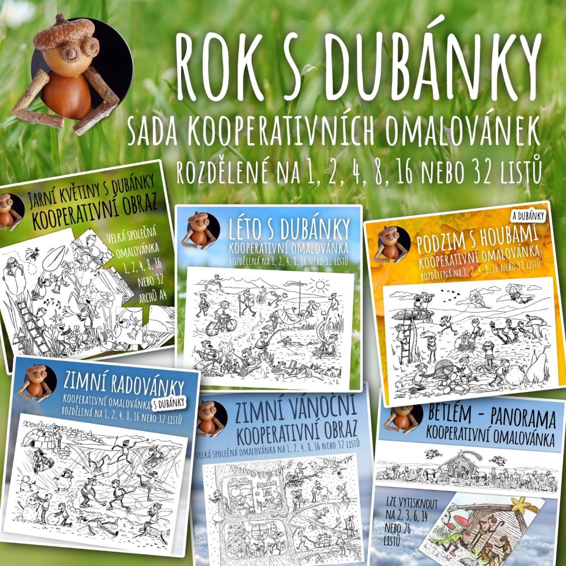 Set dubánčích velkých kooperativních obrazů – omalovánky na celý rok