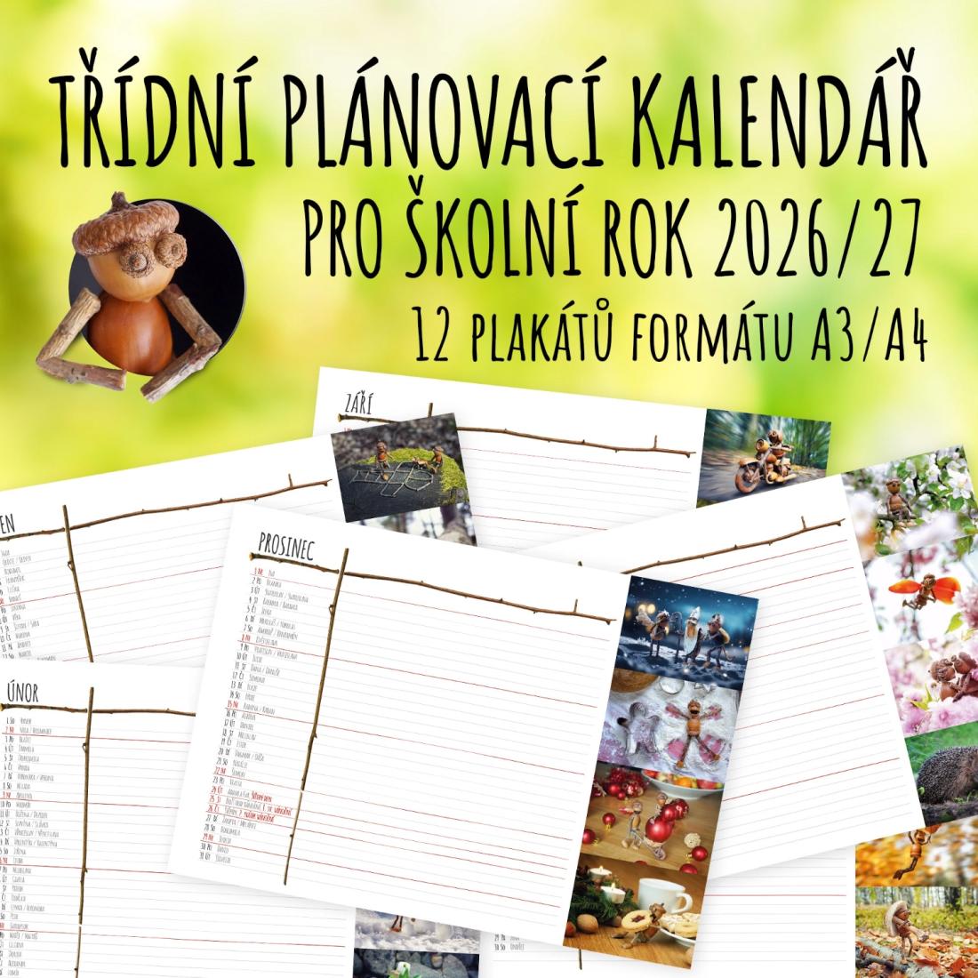 Třídní plánovací kalendář 2026/2027 s dubánky