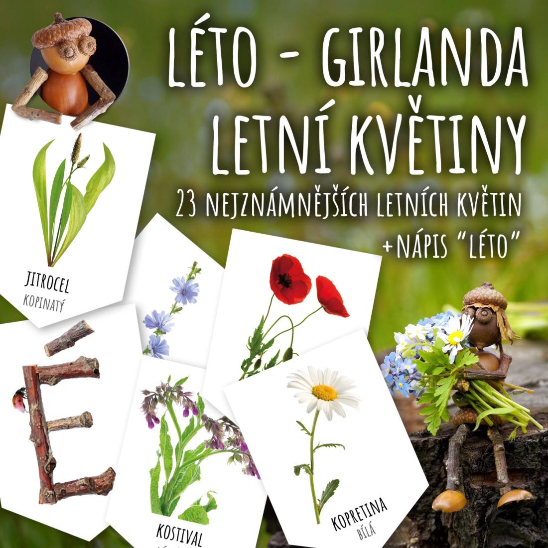 Letní květiny - Girlanda s nápisem LÉTO