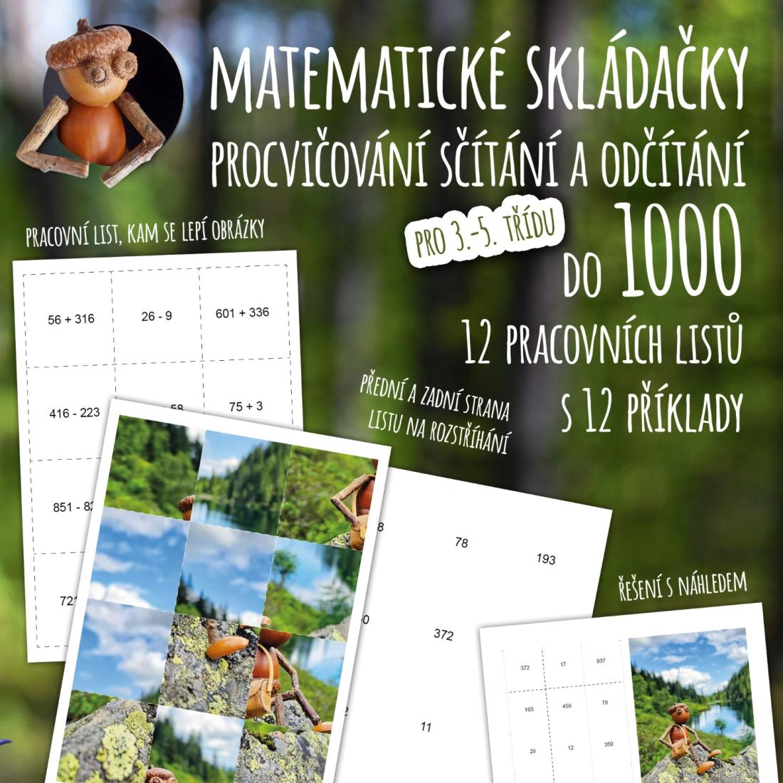 Matematické skládačky - sčítání a odčítání do 1000