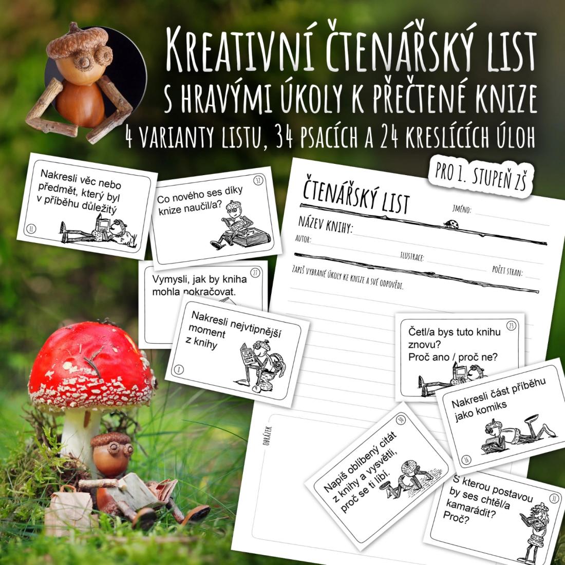Kreativní čtenářský list s hravými úkoly k přečtené knize