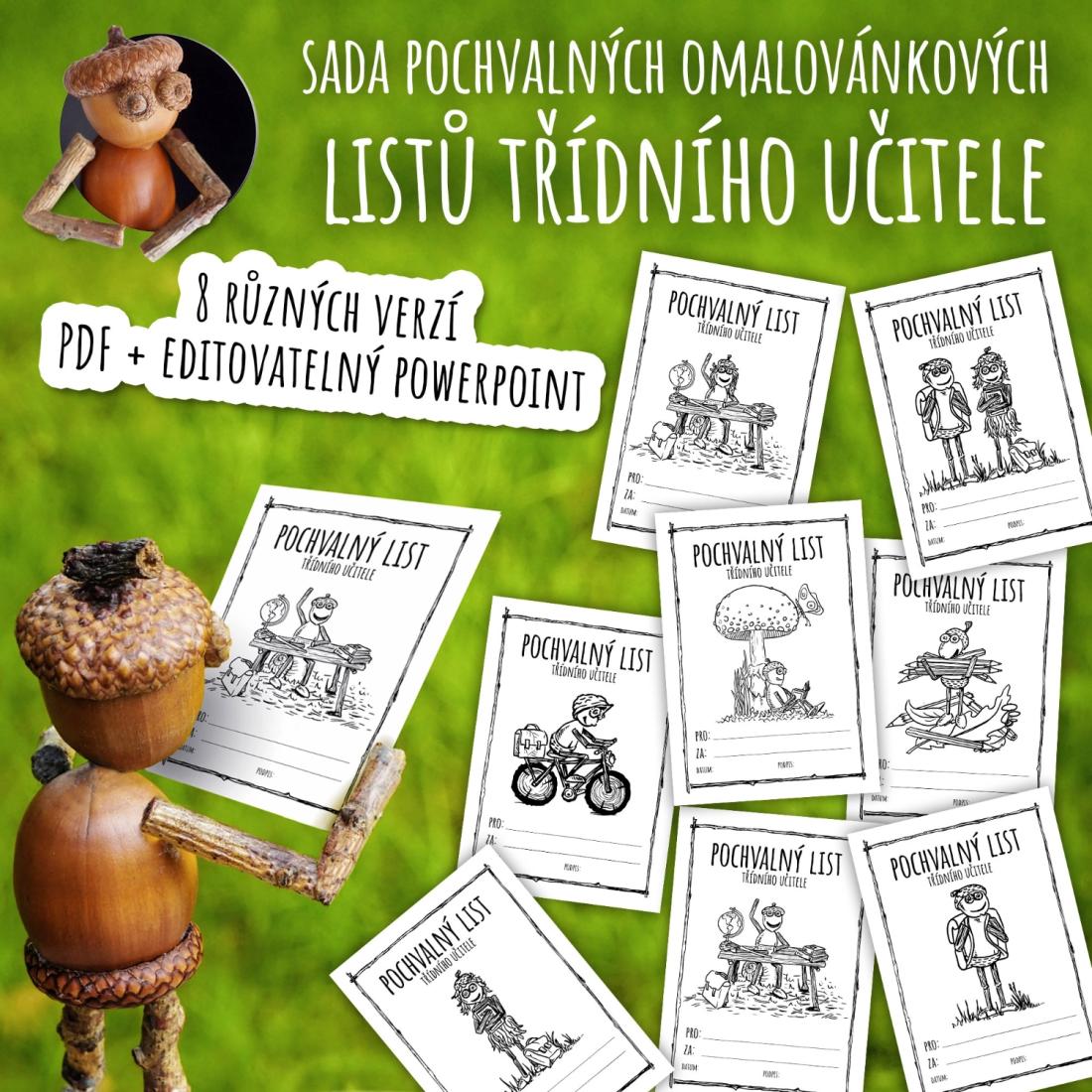 Sada pochvalných omalovánkových listů třídního učitele