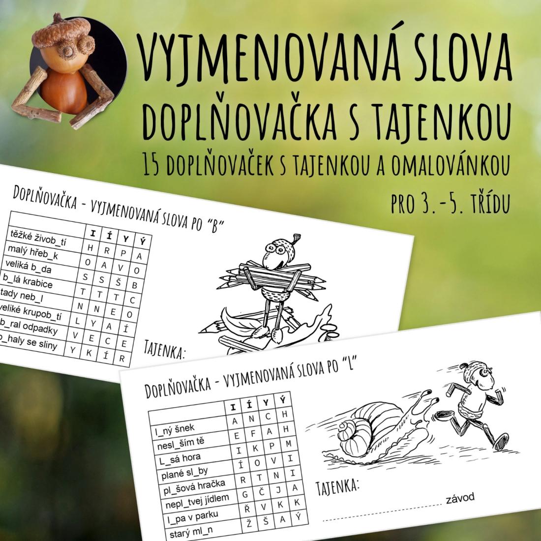 Doplňovačka s tajenkou - vyjmenovaná slova