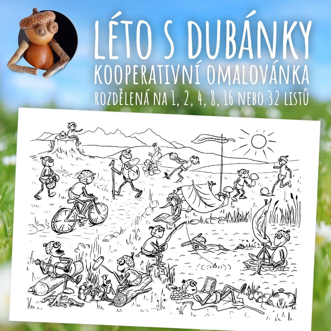 Léto s dubánky - kooperativní obraz - omalovánka