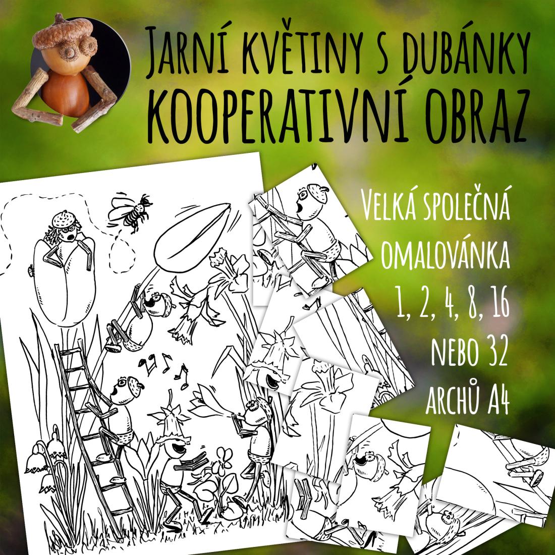 Jarní květiny s dubánky - kooperativní obraz
