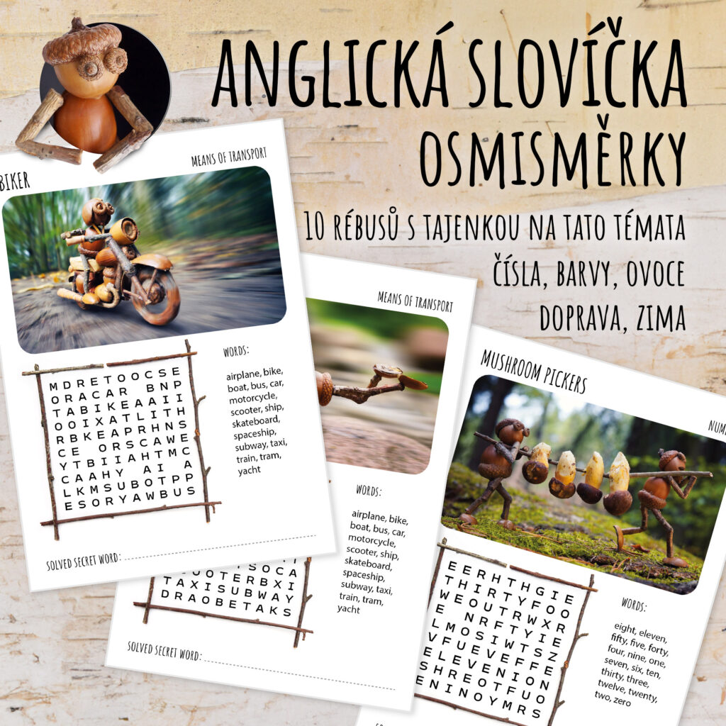Anglická slovíčka - osmisměrky