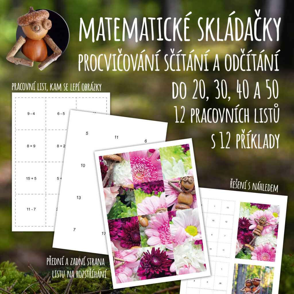 Matematické skládačky - sčítání a odčítání do 20, 30, 40 a 50