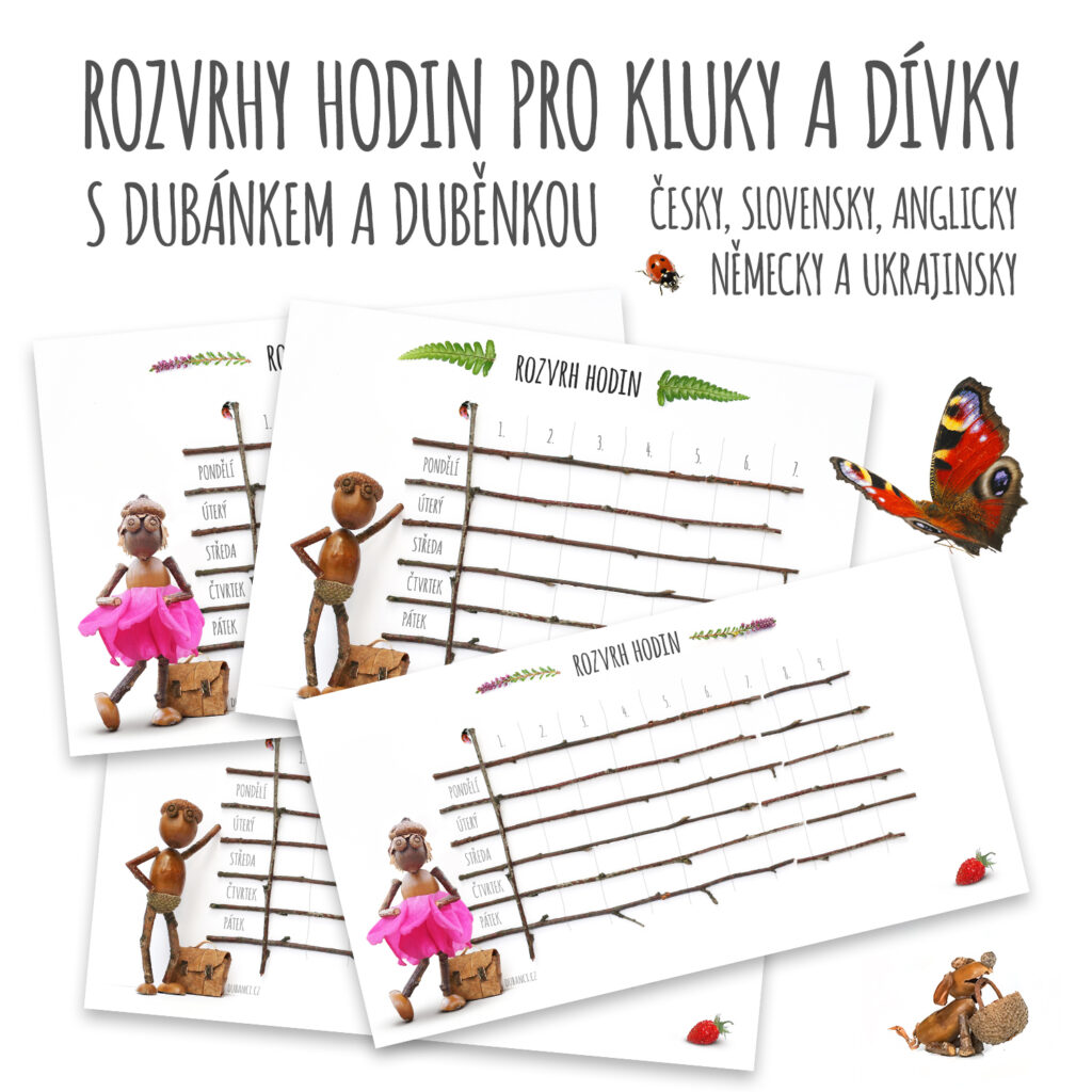 Rozvrhy hodin pro kluky a dívky